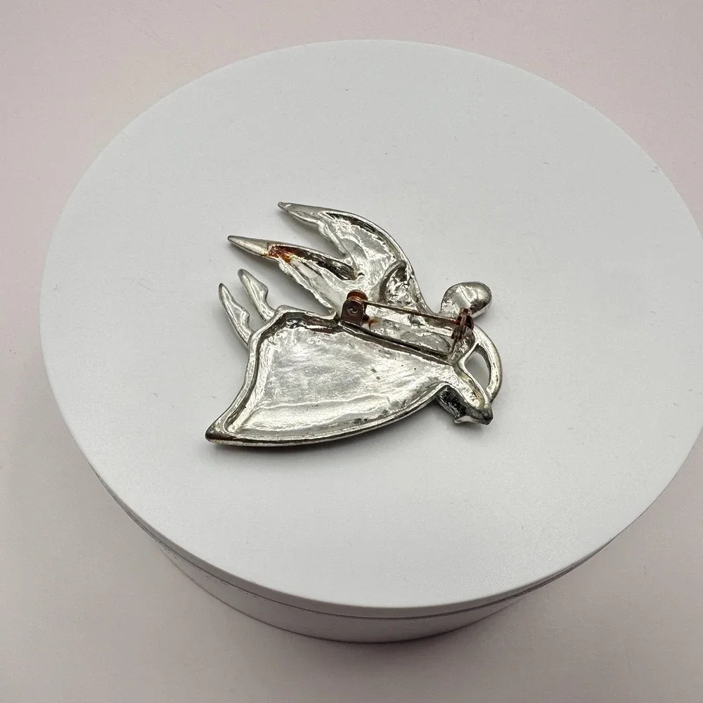 Vintage 90s Silver‎ Tone Blessed Are Mothers Angel Brooch Pin Classic Jewelry